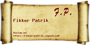 Fikker Patrik névjegykártya